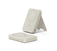 SATECHI OntheGo™ Batteria Esterna 10000mAh, Power Bank MagSafe Qi2 con Ricarica Rapida 15W e Supporto Integrato, Compatto, per Android e tutti gli iPhone 17 16 15 fino a 12 - Beige