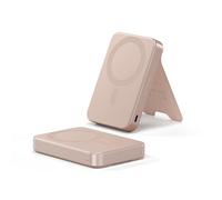 SATECHI OntheGo™ Batteria Esterna 10000mAh, Power Bank MagSafe Qi2 con Ricarica Rapida 15W e Supporto Integrato, Compatto, per Android e tutti gli iPhone 17 16 15 fino a 12 - Rosa