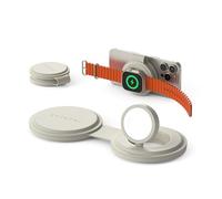 SATECHI OnTheGo Caricatore da viaggio Qi2 2-in-1 con ricarica rapida da 15W per iPhone e 5W per Apple Watch, caricatore wireless magnetico MagSafe - Sabbia