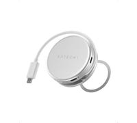 SATECHI OntheGo™ Hub USB-C Magnetico 5 in 1 con Cavo Avvolgibile, PD 60W, HDMI 4K, Lettore SD, USB-A e Porta USB-C 5 Gbps per MacBook Neo/Air/Pro, Laptop e iPad - Argento