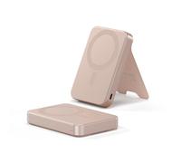 SATECHI OntheGo Power Bank MagSafe 10000mAh, Qi2, Supporto, Rosa | Ricarica wireless rapida 15W per iPhone 12-18 e Android, USB-C passthrough fino a 20W, struttura in alluminio e silicone