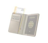 Satechi Portapassaporto da viaggio con tecnologia Find My, dotato di copertina con 4 scomparti porta carte, ricarica wireless e protezione RFID - Un accessorio da viaggio indispensabile - Sabbia