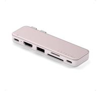 SATECHI Snap Hub USB-C 6 en 2 per MacBook Neo con Doppio Connettore Integrato, HDMI 4K@60Hz, Ricarica PD 45W, Lettori SD/microSD, USB-A e Porta USB-C 5Gbps - Rosa Pastello
