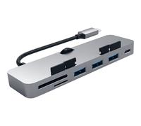SATECHI Hub a Pinza USB-C - Porta Dati USB-C, Dati USB-A 3.0, Lettore Schede Micro/SD Compatibile con Apple Studio Display e iMac 2021 24", Non Compatibile con iMac 2020/Precedenti (Grigio Siderale)