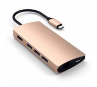 SATECHI Hub Multiporta USB-C 8-in-1 V2, HDMI 4K, Ricarica PD 115W, 3 USB-A, Ethernet, Lettori Micro/SD, per Laptop, MacBook M4, M3, M2, M1, iPad, iPhone 16, Windows - Oro