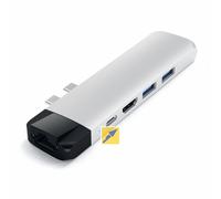 SATECHI Adattatore Hub Pro Type-C Con Ethernet - HDMI 4K, USB-C PD, Ethernet Gigabit, USB 3.0, Slot Per Scheda Micro SD - Per MacBook Pro/Air M2 / M1 (Argento)