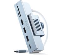 SATECHI Hub a Pinza USB-C - Porta Dati USB-C, Dati USB-A 3.0, Lettore Schede Micro/SD Compatibile con Apple Studio Display e iMac 2021 24", Non Compatibile con iMac 2020 e Modelli Precedenti (Blu)