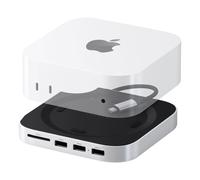 SATECHI Mac Mini M4 Hub & Stand con custodia SSD NVMe,Dock con 2 USB A 10 Gbps, porta dati USB A, lettore di schede SD per MacMiniM4/Pro - Argento