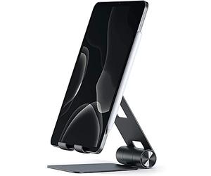 Satechi Supporto Tablet Pieghevole in Alluminio R1, 13 Pollici, Nero | Compatibilità universale con tablet e smartphone, pieghevole, antiscivolo, per ufficio e viaggio