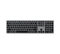 Satechi Tastiera Wireless Slim X3 QWERTY US con Tastierino, Grigio | Layout Americano, multi-dispositivo, ricaricabile, tasti retroilluminati, per MacBook, Windows e altro