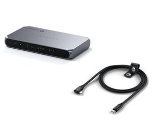 SATECHI Thunderbolt Accessorio USB C Multiporta e Cavo USB C 240W ad Angolo Retto per Connessioni Affidabili e Organizzazione della Postazione di Lavoro con Dispositivi USB C Compatibili Bundle
