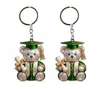 Saterkali 2 ciondoli a forma di orso di laurea in acrilico, ciondolo piatto 2D, portachiavi per laurea a forma di orso, ornamento leggero per specchietto retrovisore, regalo ideale per studenti