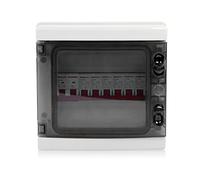 Saterkali Consumer Unit IP65 - Unità di consumo a 8 vie in ABS ignifugo, 2P 100A, interruttore principale con 6 MCB, per garage e roulotte, colore: grigio