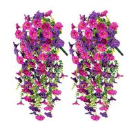 Saterkali Fiore artificiale, in plastica, con eucalipto, non si innaffia e non sbiadisce, decorazione per veranda, patio, balcone, cortile, esterno, 2 pezzi