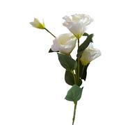 Saterkali Fiori artificiali, Lisianthus a stelo lungo, in seta, 3 teste e 1 bocciolo, petali morbidi al tatto, filo pieghevole, per matrimoni, casa, vaso, picnic, composizione floreale, verde chiaro