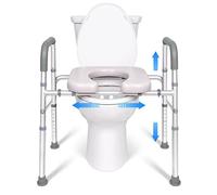 Saterkali Tavoletta rialzata per WC con manici, seduta rialzata per anziani con maniglie sopra il WC, sedia per WC con telaio di sicurezza, fino a 136 kg, adatta a qualsiasi WC bianco