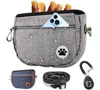 SATFOIV Borsa a tracolla per cani con clicker per cani, sacchetti per addestramento cani da compagnia, borsa a chiusura automatica per passeggiate con cani, dispenser per sacchetti per cacca integrato