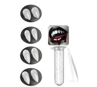 Sathychanpy 4 Paia di Denti per Vampiro,Di Zanne Da Vampiro Halloween Zanne Dei Denti Del Vampiro 4 Dimensioni Denti Finti Da Vampiro Con Tubo Di Granuli Per Feste Cosplay 13/15/17/19MM