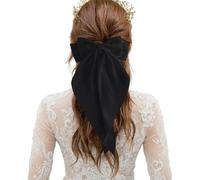 Satin Bow Clips for Women, Large Claw Hair Bows with Long-Tail, Aesthetic Hair Barrettes for Thick, Thin & Curly Hair, Elegant Hair Accessories for All Hair Types