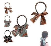 Satin Fabric Hair Bands for Women, Fashionable Upgrade Adjustable Bow Bowknot Headbands of Daily Wearing Women, New Non Slip Retro Headband for Weddings Party and Sport (Brown + Blue, One Size)
