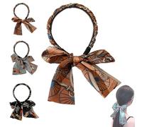 Satin Fabric Hair Bands for Women, Fashionable Upgrade Adjustable Bow Bowknot Headbands of Daily Wearing Women, New Non Slip Retro Headband for Weddings Party and Sport (Brown, One Size)