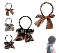 Satin Fabric Hair Bands for Women, Fashionable Upgrade Adjustable Bow Bowknot Headbands of Daily Wearing Women, New Non Slip Retro Headband for Weddings Party and Sport (Brown + Black, One Size)