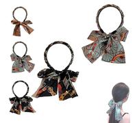 Satin Fabric Hair Bands for Women, Fashionable Upgrade Adjustable Bow Bowknot Headbands of Daily Wearing Women, New Non Slip Retro Headband for Weddings Party and Sport (Black + Blue, One Size)