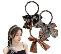 Satin Fabric Hair Bands, Retro Satin Cross Knotted Fabric Headband, Non-Slip Wigs Tied Hair Ribbon, Adjustable Bow Bowknot Hairbands (3pcs,One size)