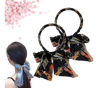 Satin Fabric Hair Bands, Retro Satin Cross Knotted Fabric Headband, Non-Slip Wigs Tied Hair Ribbon, Adjustable Hair Band for Women (2Pcs-A)