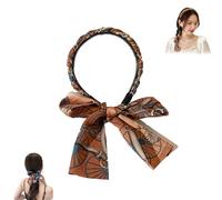 Satin Fabric Hair Bands, Retro Satin Cross Knotted Fabric Headband, Non-Slip Wigs Tied Hair Ribbon, Ribbon For For Women Fashionable Adjustable Bow Bowknot Hairbands (brown, One Size)