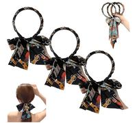 Satin Fabric Hair Bands, Ribbon for Hair Fashionable Adjustable Bowknot Hairbands, Retro Satin Cross Knotted Fabric Headband, Bohemian Style for Daily Wearing Dating and Making Up (Black,3PCS)