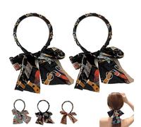 Satin Fabric Hair Bands, Ribbon for Hair Fashionable Adjustable Bowknot Hairbands, Retro Satin Cross Knotted Fabric Headband, Bohemian Style for Daily Wearing Dating and Making Up (Black,2PCS)