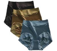 Satin Ice Silk Moisture-Absorbing Panties, Panties, Seamless Shaping Hip Lifting Briefs (m,02)