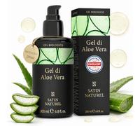 Gel Aloe Vera Puro con Acido Ialuronico 200ml, Doposole Intensivo Contro le Scottature Gel Rigenerante - Crema Doposole corpo con Aloe Vera Gel Puro - Vegan Skin care Satin Naturel
