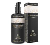 Niacinamide Siero Viso + Siero Vitamina C 100ml, Migliorato con Acido Ialuronico Viso e Aloe Vera - Siero Antimacchia Viso e Anti Acne per Pelli Sensibili - Siero Niacinamide Viso - Satin Naturel