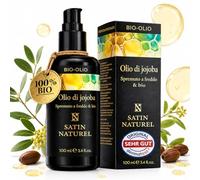 Olio di Jojoba per Capelli PURO 100ml - Biologico, Naturale e Spremuto a Freddo - Olio Capelli - Olio Struccante - Olio per Capelli - Olio per Cuticole Unghie - Ricco di Vitamina E - Satin Naturel
