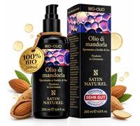 200ml Olio di Mandorle Dolci 100% Puro + Spremuto a Freddo| Olio Corpo Smagliature Gravidanza| Olio capelli | Olio Massaggio |Olio struccante vico e occhi| Olio cuticole unghie| Satin Naturel