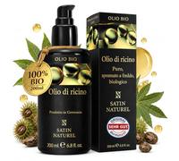 Satin Naturel Olio di Ricino Bio Spremuto a Freddo 200 ml - 100% Olio di Ricino Puro - Olio Capelli & Viso - Per Ciglia, Sopracciglia, Capelli, Barba & Unghie - Crescita Capelli - Vegan & Cruelty Free