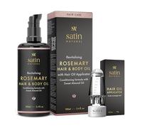 Satin Naturel Olio di Rosmarino Bio Capelli 100 ml - Olio Capelli Rosemary per Cuoio Capelluto e Capelli - con Olio di Girasole e Mandorla - con Applicatore per Massaggio Cuoio Capelluto