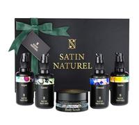 Idee Regalo Donna - Scrub Corpo + Olio di Argan + Olio di Ricino + Olio di Mandorle + Jojoba - Scatola Regalo - Cofanetto Regalo 5x30ml - Regali Donna - Satin Naturel