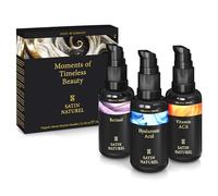 Satin Naturel Set Regalo Donna Viso 3x30ml - Scatola con 3 Sieri: Acido Ialuronico, Retinolo, Vitamine C+E+A - Skincare Kit Idratante Illuminante Nutriente Compleanno