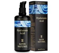 Siero Acido Ialuronico Viso 100ml, Siero Viso Acido Ialuronico Puro con Aloe Vera per Pelli Sensibili - Siero Viso Antirughe - Siero Idratante Viso Vegano - Hyaluronic Acid Serum - Satin Naturel