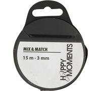 Satin Ribbon, W: 3 mm, black, 15m