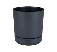 Satina - Vasi per piante con sottovaso, da giardino, per interni, diametro di 25 cm, colore: antracite