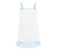 Satini Camicia da Notte Babydoll Trasparente, Bianco - Azzurro, M