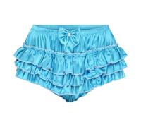 Satini Con Volant Femminuccia Pieghettato Culotte Slip Lingerie Setoso Raso Biancheria Intima Mutandine (Blu Acqua, L)