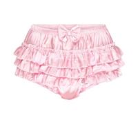 Satini Con Volant Femminuccia Pieghettato Culotte Slip Lingerie Setoso Raso Biancheria Intima Mutandine (Rosa Pastello, L)