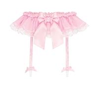 Satini Con volant Pizzo Femminuccia Chiffon trasparente Giarrettiera Reggicalze cintura Lingerie Mutandoni (Rosa pastello, M)