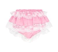 Satini Con Volant Pizzo Femminuccia Pieghettato Culotte Slip Lingerie Chiffon Trasparente Biancheria Intima Mutandine (Rosa Pastello, L)