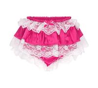 Satini Con Volant Pizzo Femminuccia Pieghettato Culotte Slip Lingerie Setoso Raso Biancheria Intima Mutandine (Rosa Fucsia, L)
